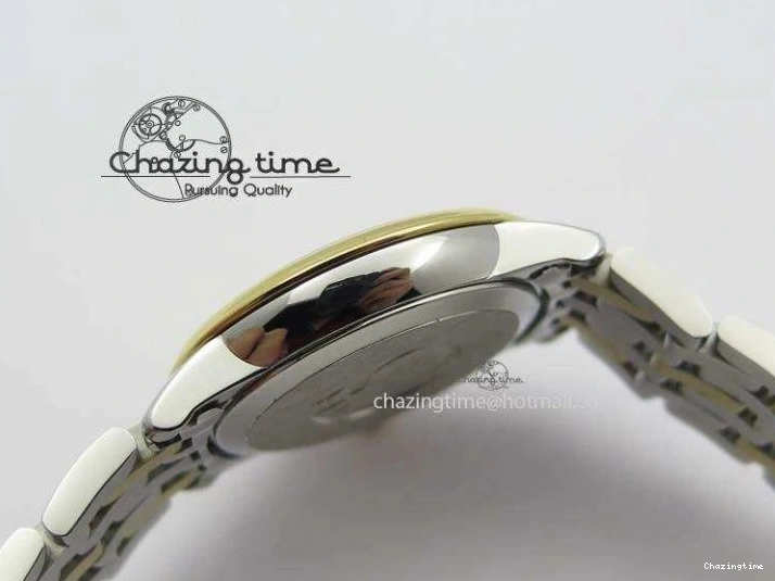 0111 De Ville 27mm SS YG Ladies MK 1:1 Best Edition White MOP Dial On SS Bracelet Ronda Quartz Sophisticated 8192